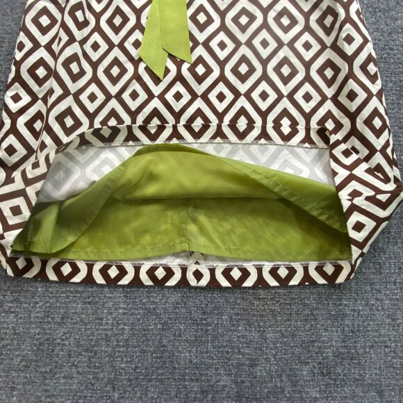 Jessica‎ Howard Dress Womens 12P Sleeveless Brown Geometric Green Ribbon Belt - Picture 5 of 11